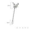 316L SURGICAL STEEL THREADLESS PUSH IN BUTTERFLY ROUND BEZEL CHAIN CZ TOP PART
